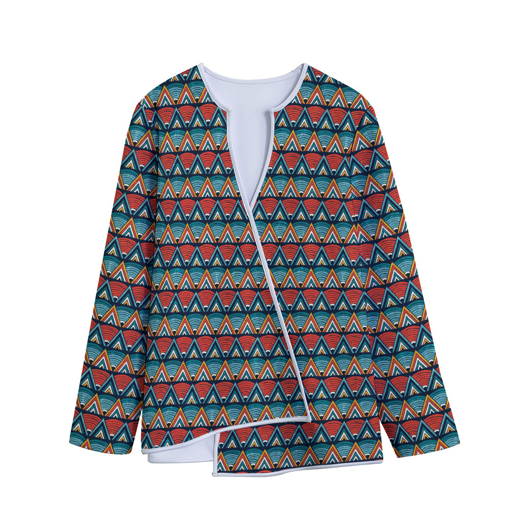 Ethnic African Inspired Pattern Print Long Sleeve Short Coat