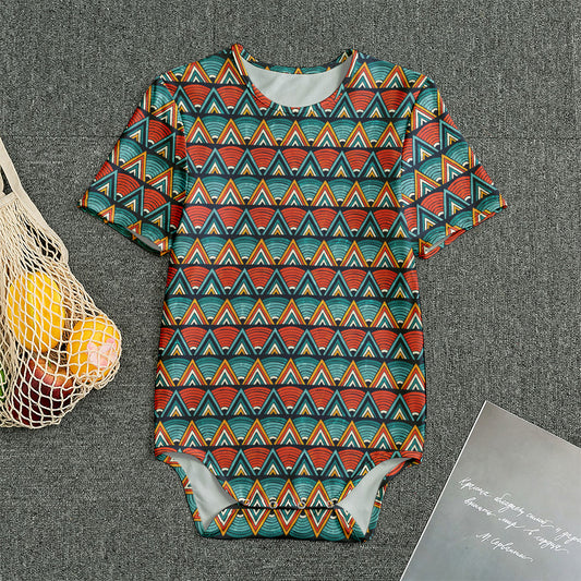Ethnic African Inspired Pattern Print Men's Bodysuit