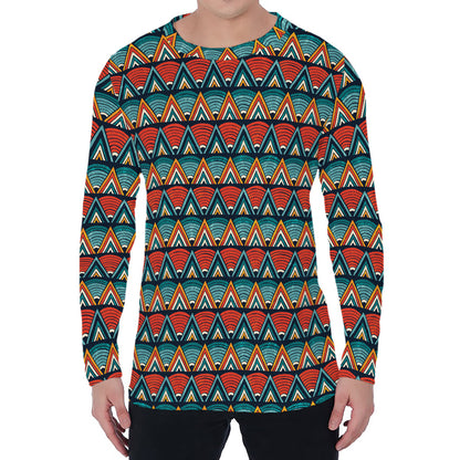 Ethnic African Inspired Pattern Print Men's Long Sleeve T-Shirt