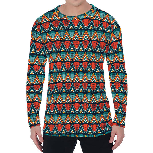 Ethnic African Inspired Pattern Print Men's Long Sleeve T-Shirt