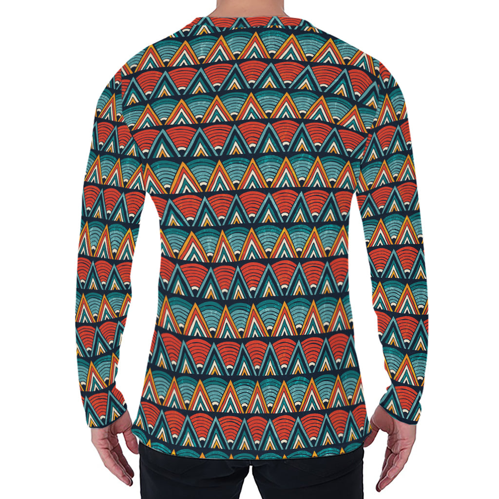 Ethnic African Inspired Pattern Print Men's Long Sleeve T-Shirt