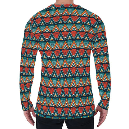 Ethnic African Inspired Pattern Print Men's Long Sleeve T-Shirt