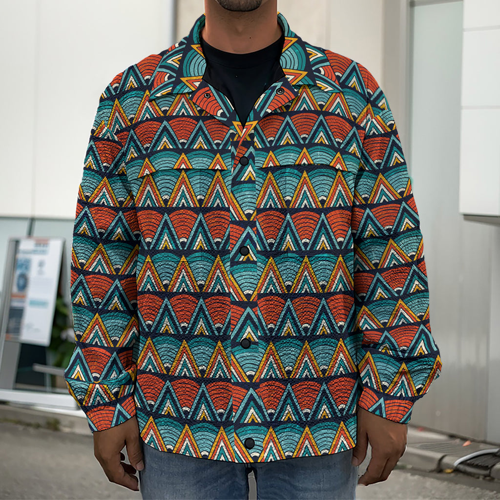Ethnic African Inspired Pattern Print Men's Shirt Jacket