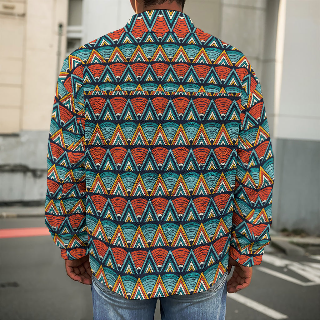 Ethnic African Inspired Pattern Print Men's Shirt Jacket