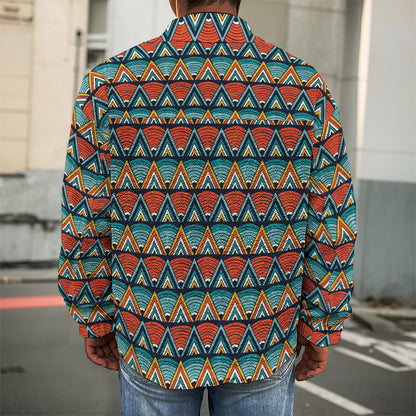 Ethnic African Inspired Pattern Print Men's Shirt Jacket