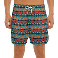 Ethnic African Inspired Pattern Print Men's Split Running Shorts