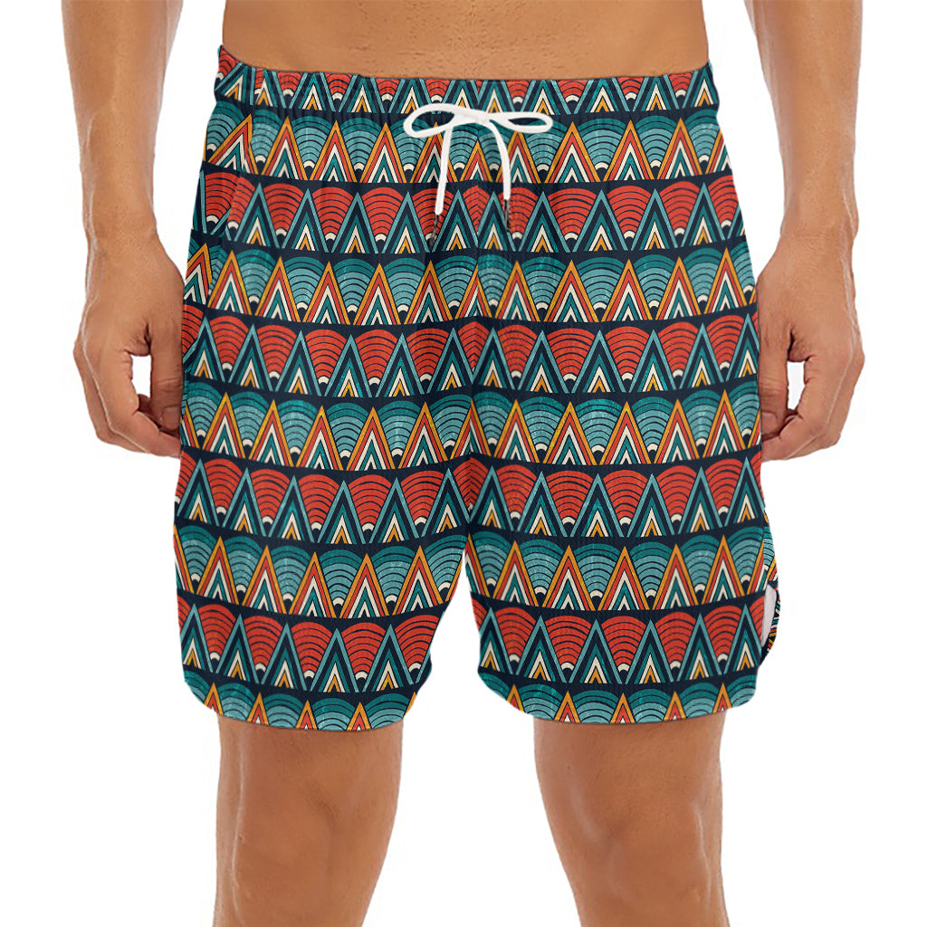 Ethnic African Inspired Pattern Print Men's Split Running Shorts