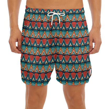 Ethnic African Inspired Pattern Print Men's Split Running Shorts