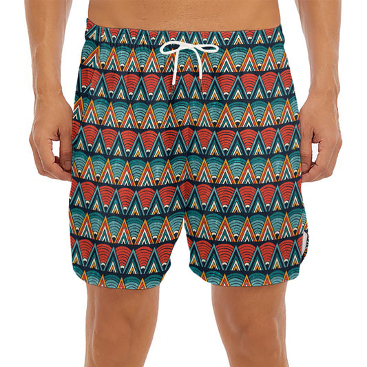 Ethnic African Inspired Pattern Print Men's Split Running Shorts