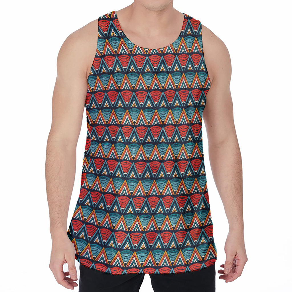 Ethnic African Inspired Pattern Print Men's Velvet Tank Top