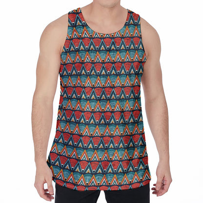 Ethnic African Inspired Pattern Print Men's Velvet Tank Top