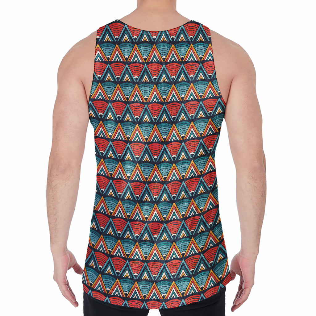 Ethnic African Inspired Pattern Print Men's Velvet Tank Top