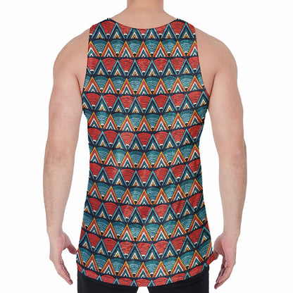Ethnic African Inspired Pattern Print Men's Velvet Tank Top