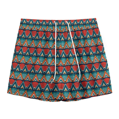 Ethnic African Inspired Pattern Print Mesh Shorts