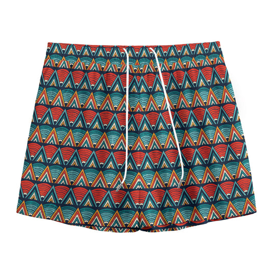 Ethnic African Inspired Pattern Print Mesh Shorts