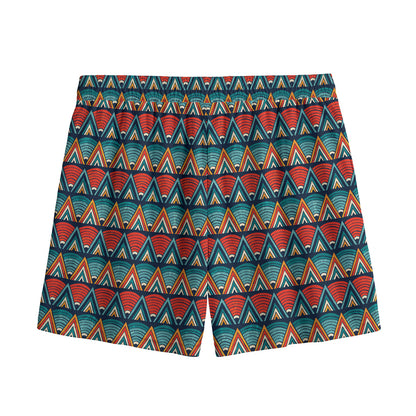 Ethnic African Inspired Pattern Print Mesh Shorts