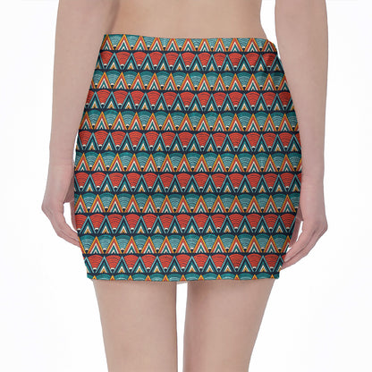 Ethnic African Inspired Pattern Print Pencil Mini Skirt