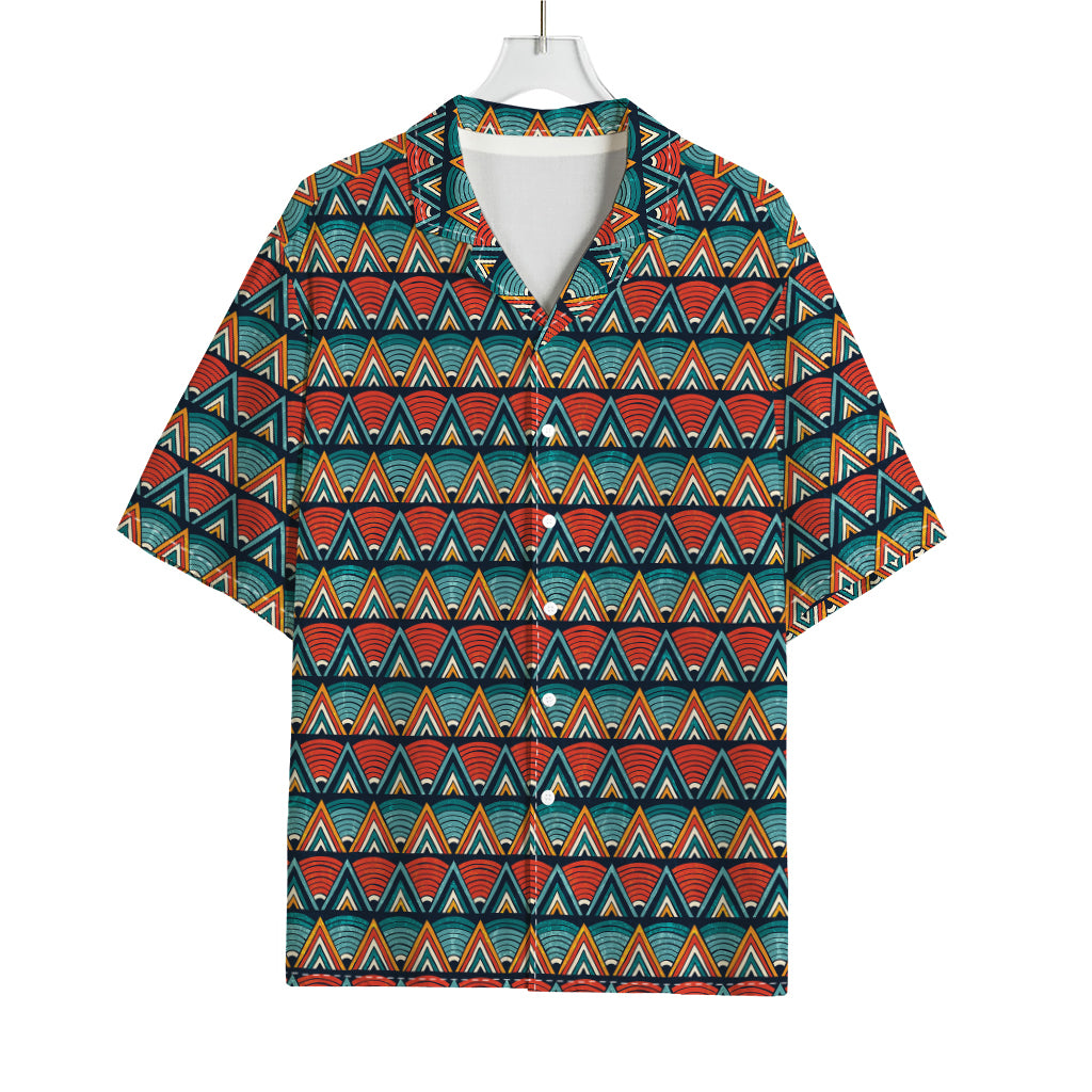 Ethnic African Inspired Pattern Print Rayon Hawaiian Shirt
