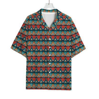 Ethnic African Inspired Pattern Print Rayon Hawaiian Shirt