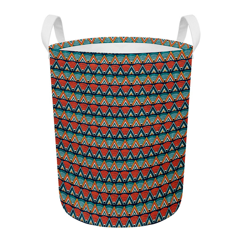 Ethnic African Inspired Pattern Print Round Laundry Basket