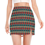 Ethnic African Inspired Pattern Print Side Slit Mini Skirt
