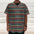 Ethnic African Inspired Pattern Print Textured Short Sleeve Shirt