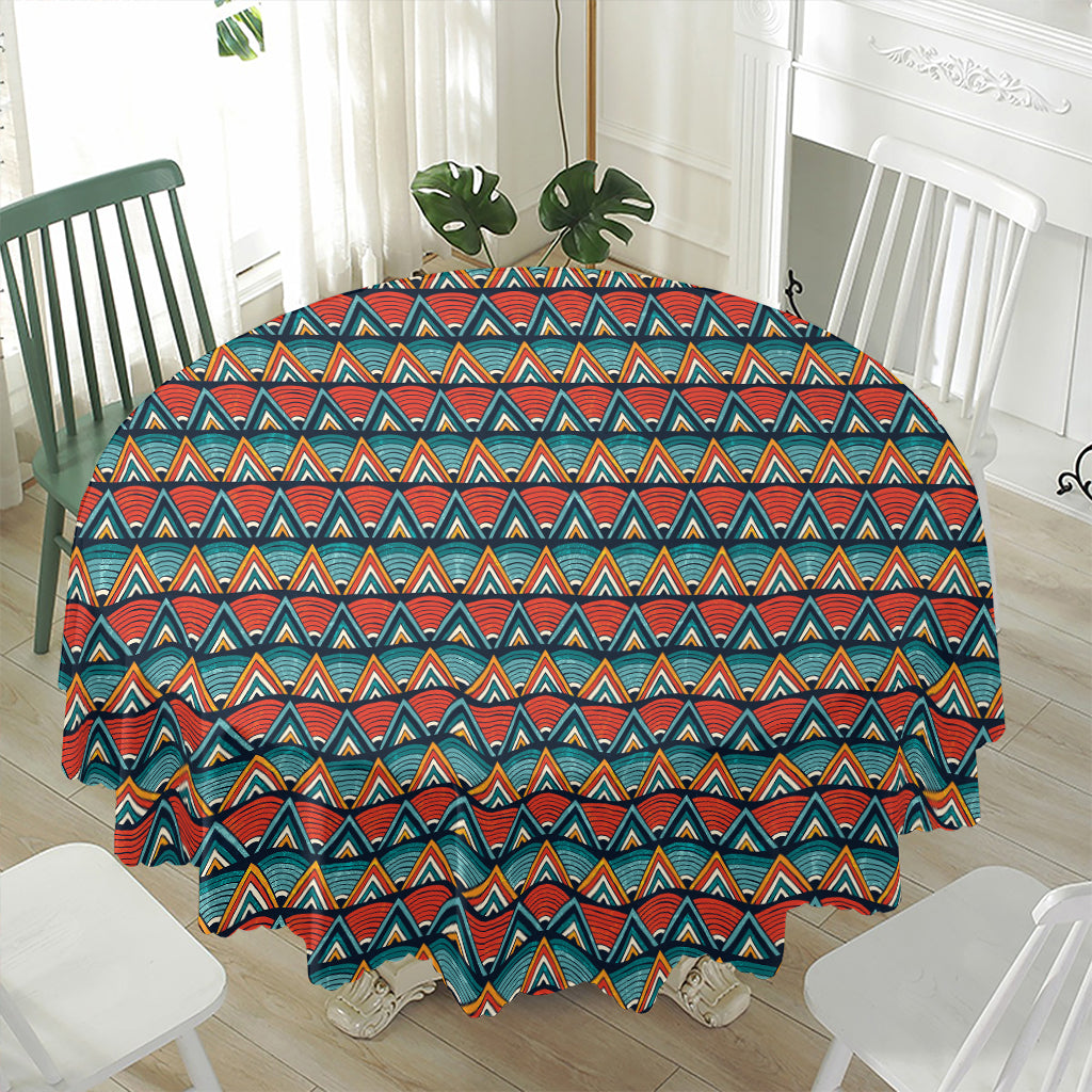 Ethnic African Inspired Pattern Print Waterproof Round Tablecloth