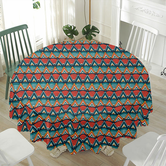 Ethnic African Inspired Pattern Print Waterproof Round Tablecloth