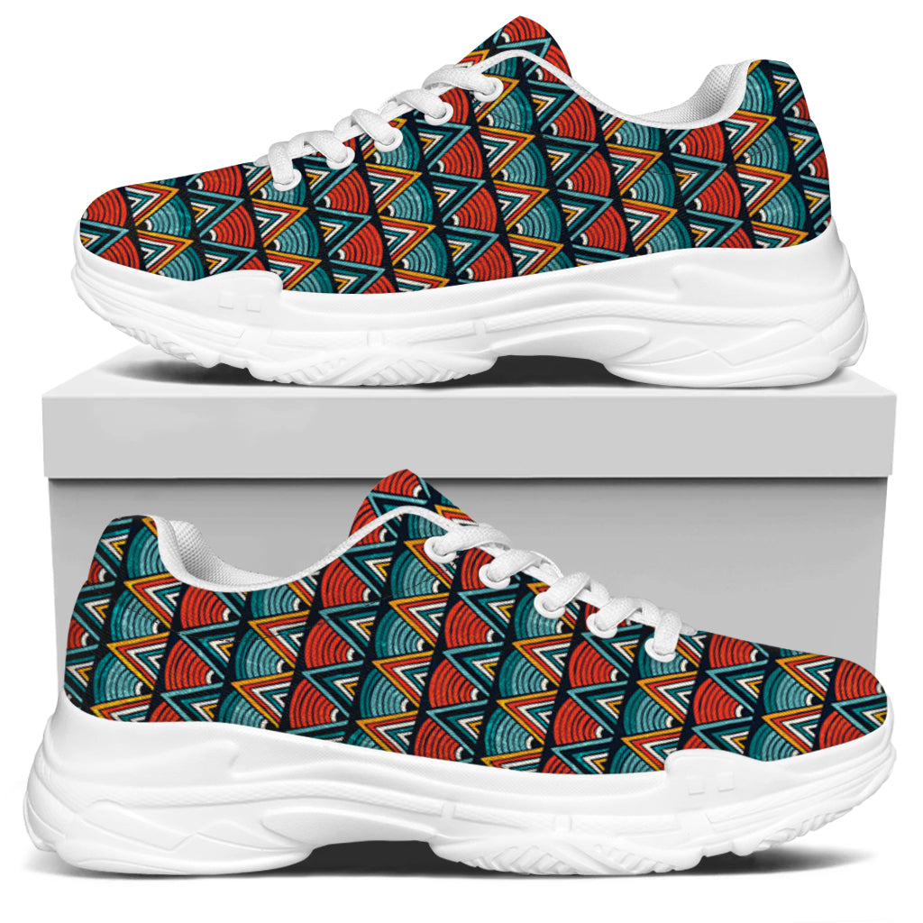 Ethnic African Inspired Pattern Print White Chunky Shoes