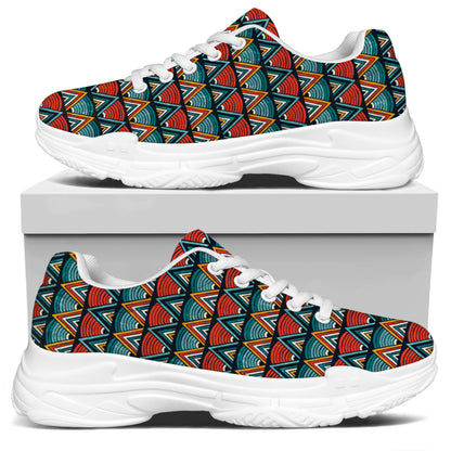 Ethnic African Inspired Pattern Print White Chunky Shoes