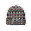 Ethnic African Inspired Pattern Print White Mesh Trucker Hat