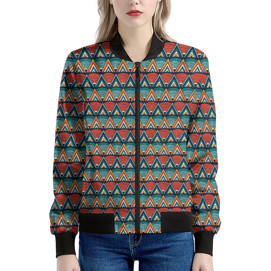 Ethnic African Inspired Pattern Print Women's Bomber Jacket