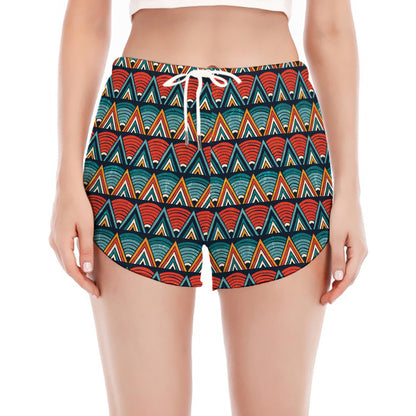 Ethnic African Inspired Pattern Print Women's Split Running Shorts