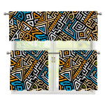 Ethnic Aztec Geometric Pattern Print 3 Piece Kitchen Curtains