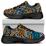 Ethnic Aztec Geometric Pattern Print Black Chunky Shoes