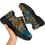 Ethnic Aztec Geometric Pattern Print Black Chunky Shoes