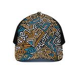 Ethnic Aztec Geometric Pattern Print Black Mesh Trucker Cap