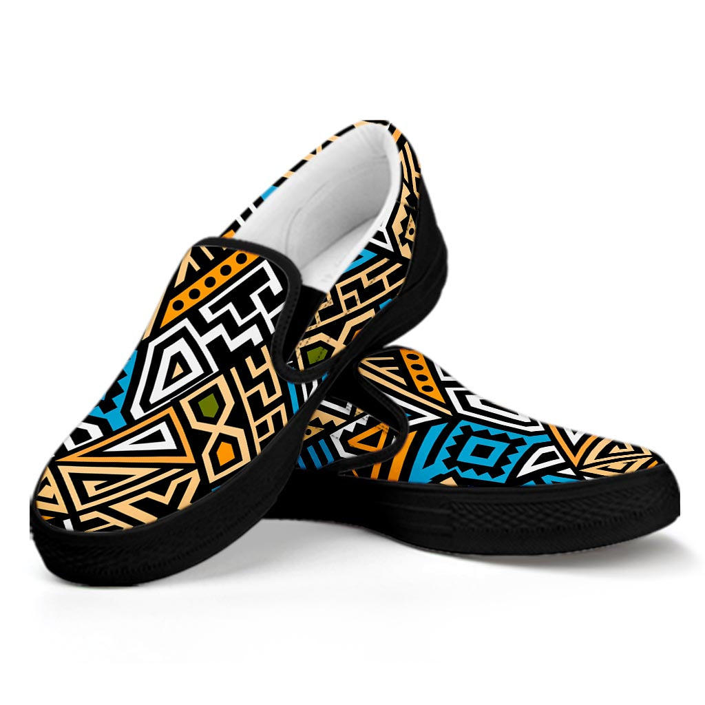Ethnic Aztec Geometric Pattern Print Black Slip On Sneakers