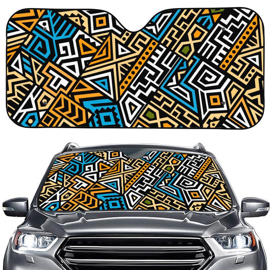 Ethnic Aztec Geometric Pattern Print Car Windshield Sun Shade