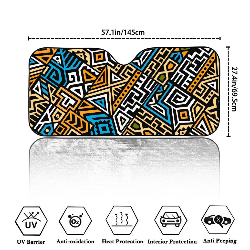 Ethnic Aztec Geometric Pattern Print Car Windshield Sun Shade