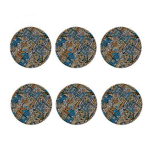 Ethnic Aztec Geometric Pattern Print Coaster Set