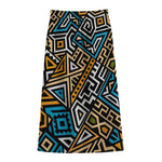 Ethnic Aztec Geometric Pattern Print Cotton Front Slit Maxi Skirt