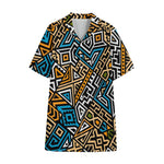 Ethnic Aztec Geometric Pattern Print Cotton Hawaiian Shirt