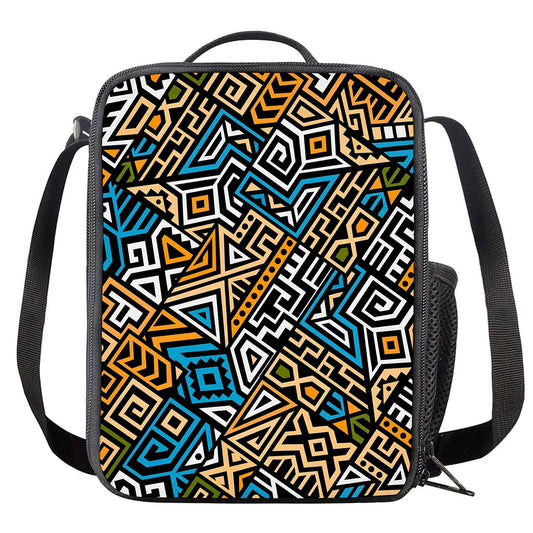 Ethnic Aztec Geometric Pattern Print Crossbody Lunch Bag