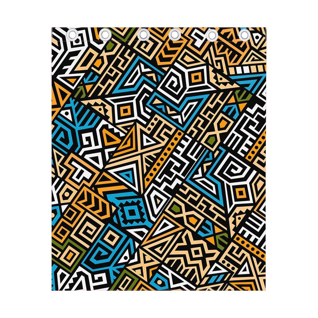 Ethnic Aztec Geometric Pattern Print Curtain