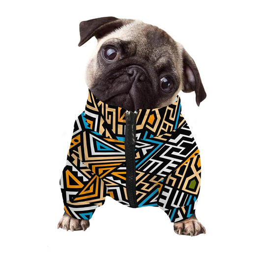 Ethnic Aztec Geometric Pattern Print Dog Zip Up Jacket