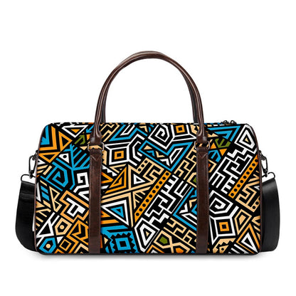 Ethnic Aztec Geometric Pattern Print Duffle Bag