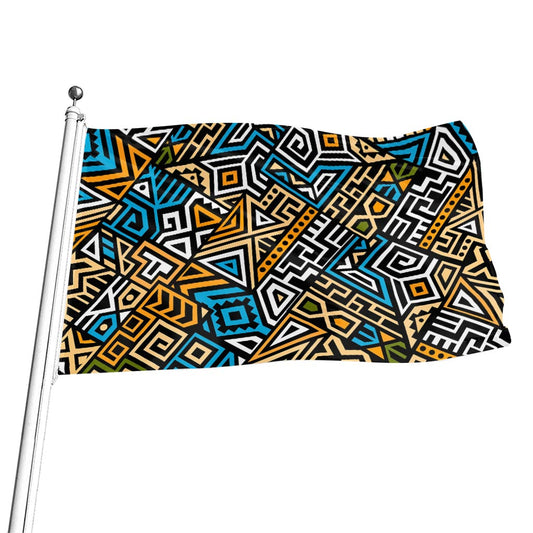 Ethnic Aztec Geometric Pattern Print Flag