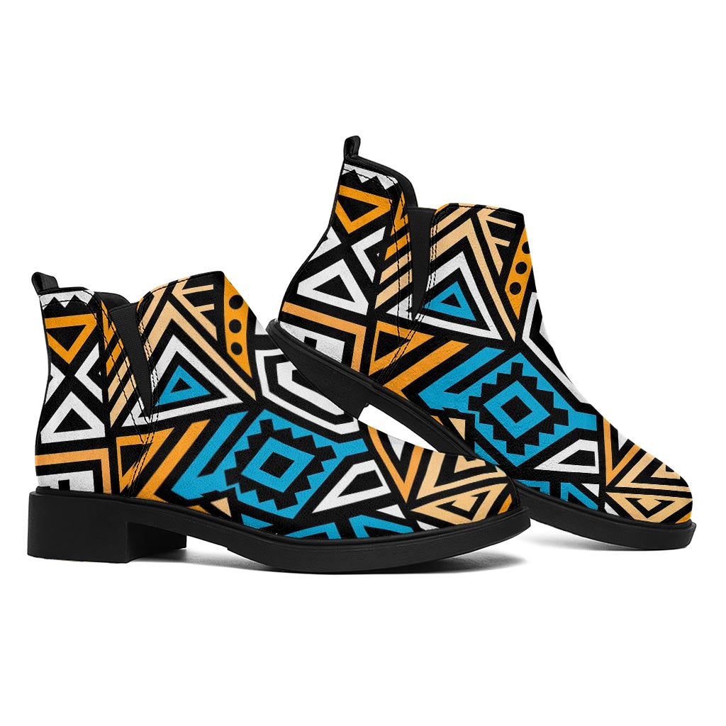 Ethnic Aztec Geometric Pattern Print Flat Ankle Boots