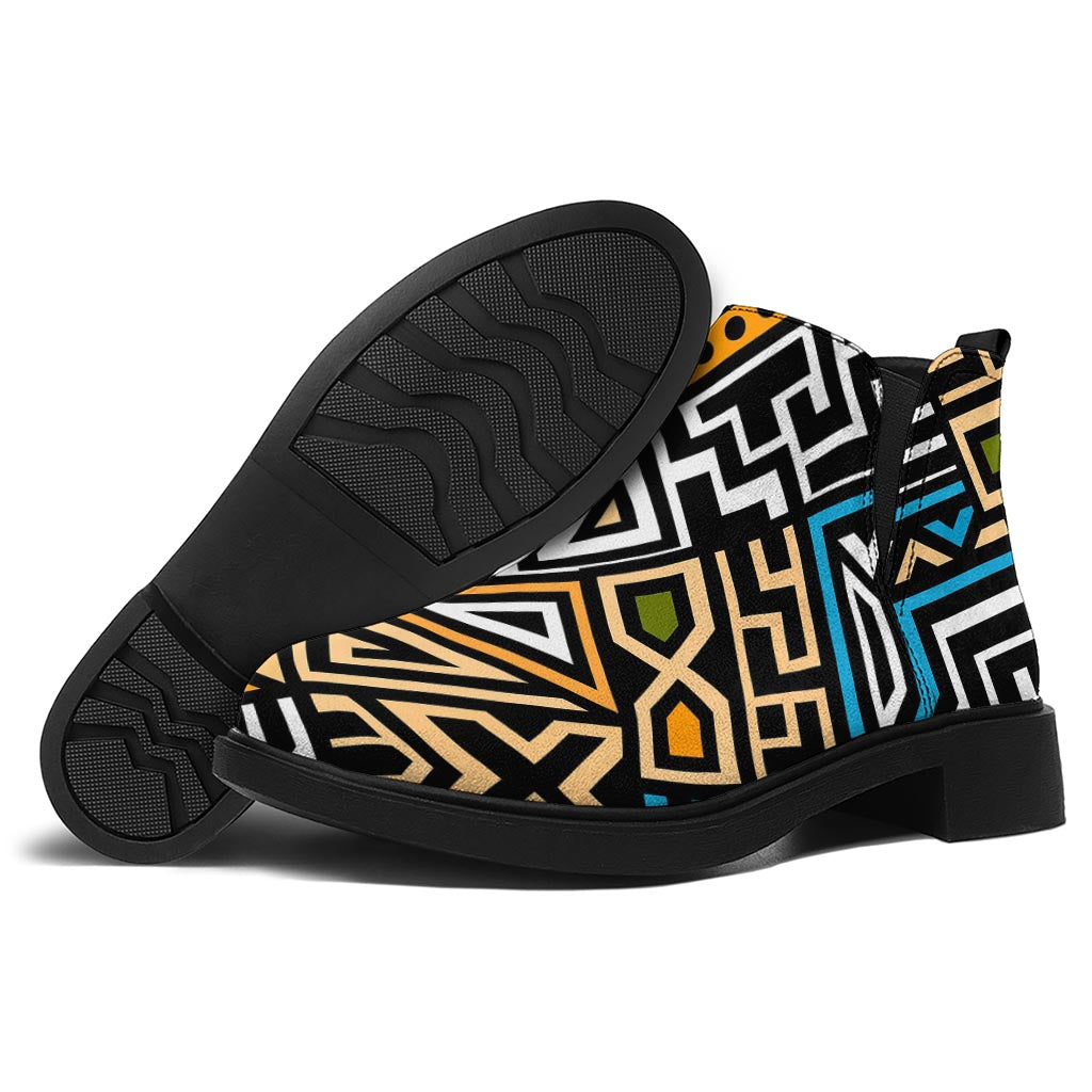 Ethnic Aztec Geometric Pattern Print Flat Ankle Boots